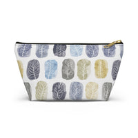 Watercolor Leaf Stamp Accessory Pouch w T-bottom in Navy